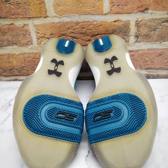 Under Armour Curry SC 3ZERO III Basketball Shoes Teal White Men’s Sneakers - Picture 3 of 7
